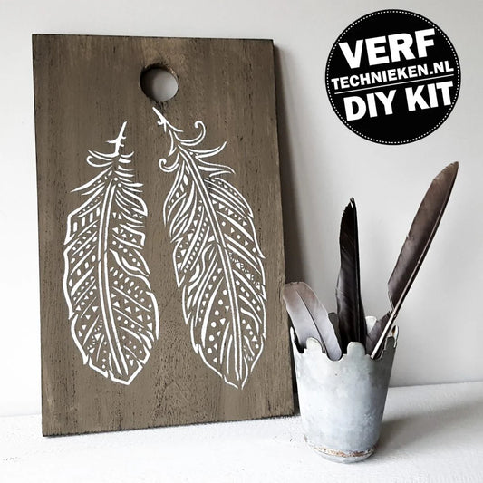 DIY Pakket Boho Feathers, plank in Boho stijl