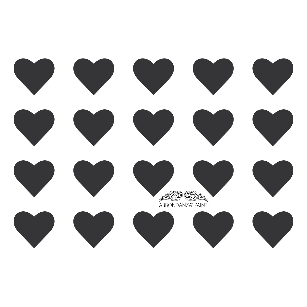 Stencil Big Heart Pattern, voor een decoratief hartenpatroon op meubels, muren en accessoires.