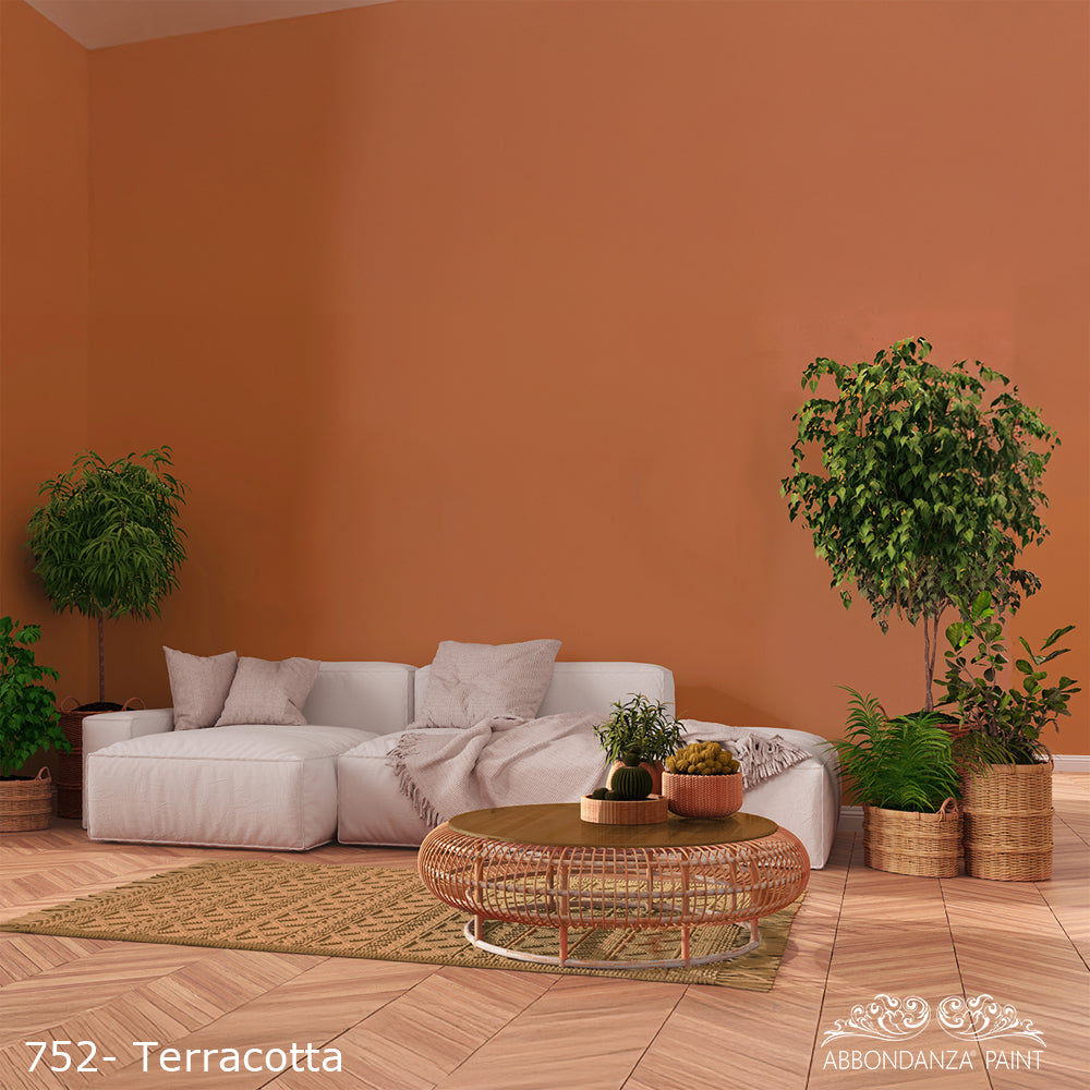 Abbondanza Terracotta 752 muur woonkamer