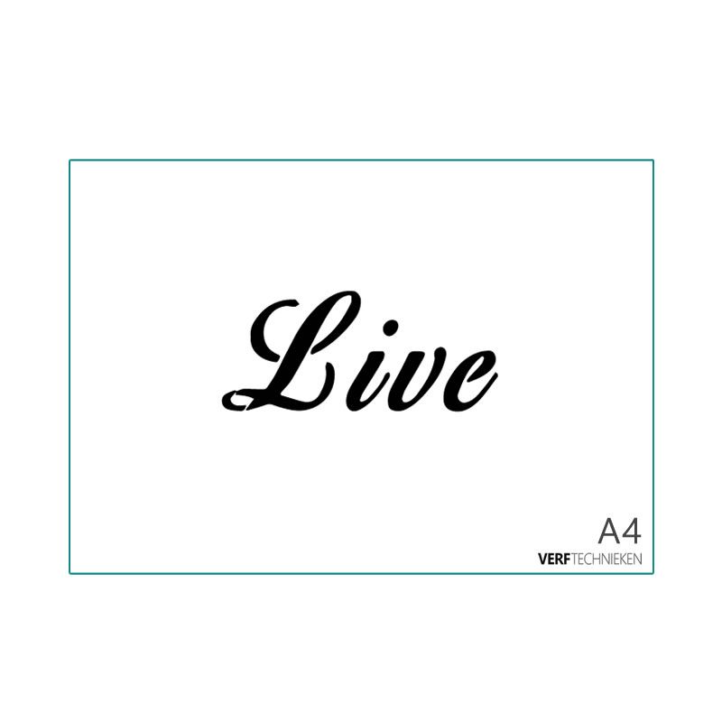 Sjabloon met de tekst Live, A4 formaat