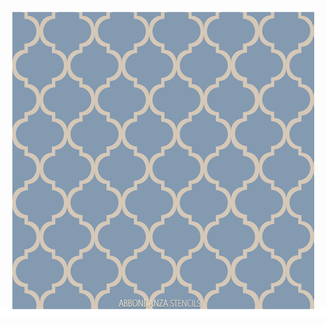 Stencil Moroccan Trellis denim blue