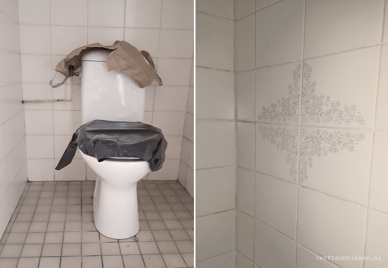 Nieuw Tegels in het toilet verven met Abbondanza Soft Silk verf ZJ-69