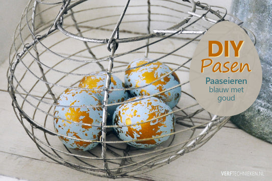 Paaseieren decoreren in blauw met goud