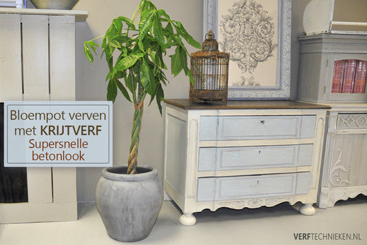 Bloempotten verven met krijtverf: snelle betonlook
