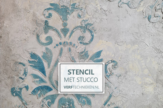 Stencil aanbrengen met stucco pleister effect