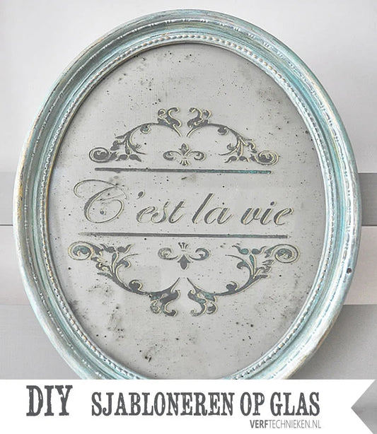 Verdigris lijstje met Shabby Chic Sjabloon