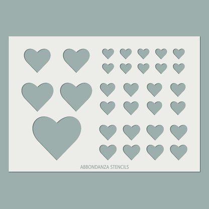 Stencil Random Hearts