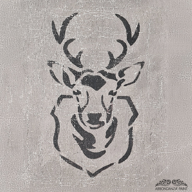 Abbondanza Stencil Deer met stucco en milkpaint op jute