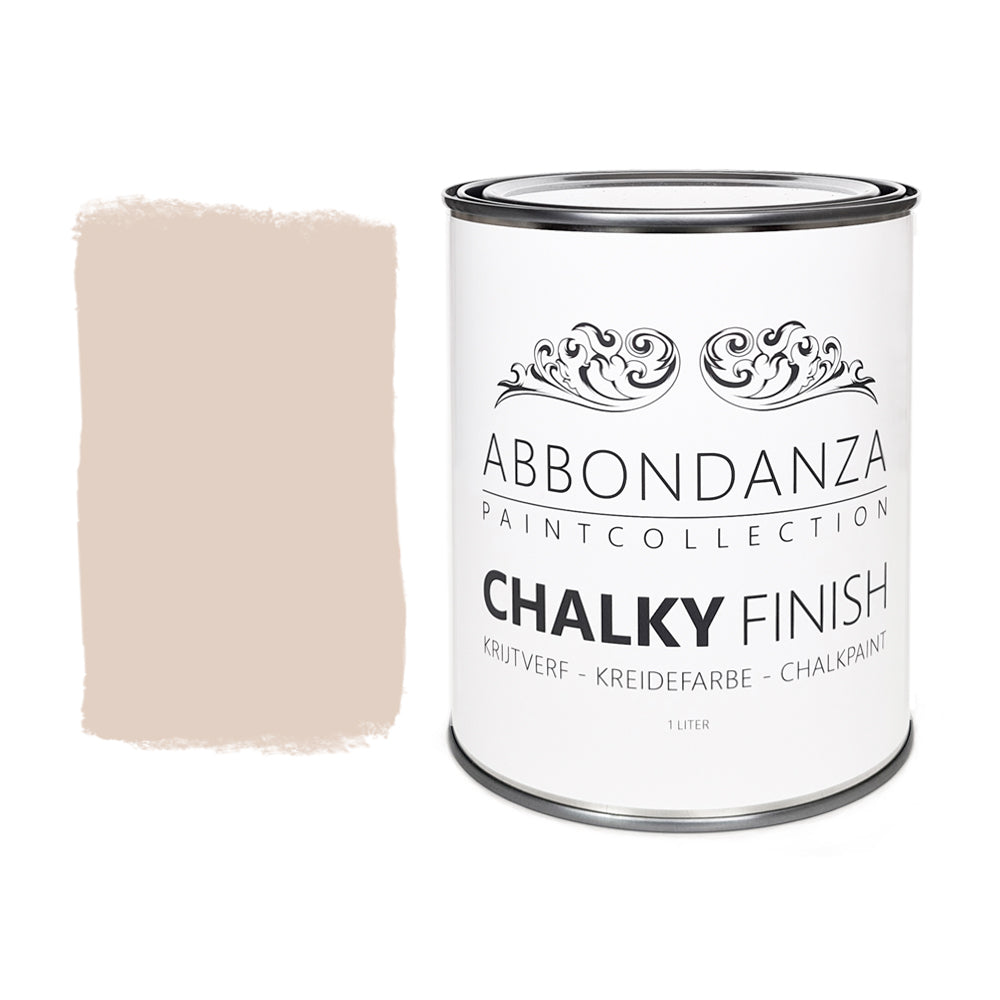 Abbondanza krijtverf Plaster Pink, gedempte warmroze tint.