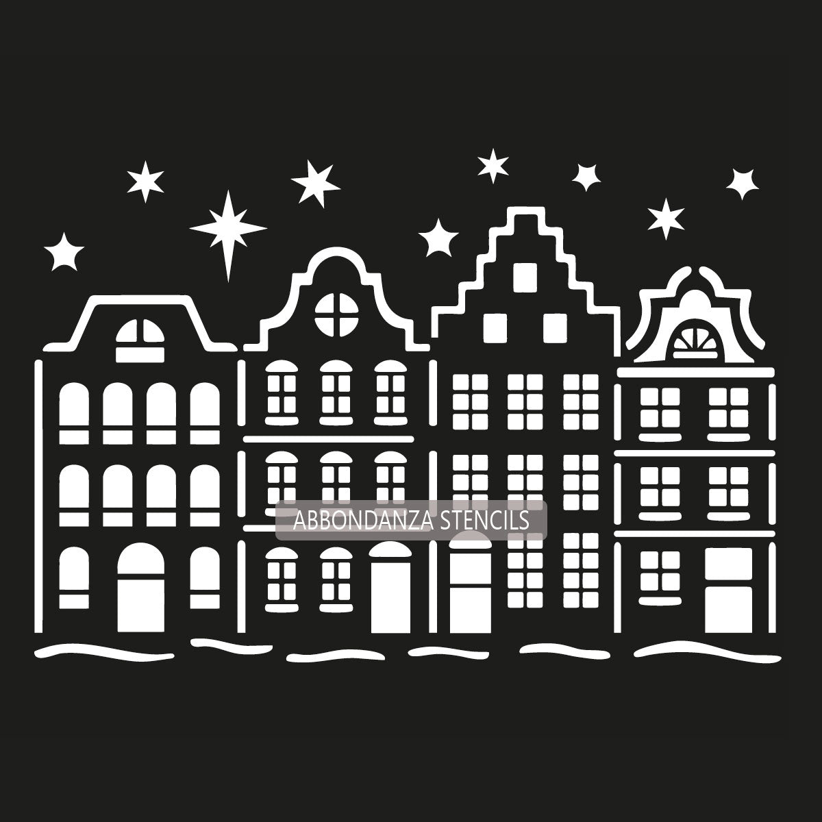 Stencil Kersthuisjes