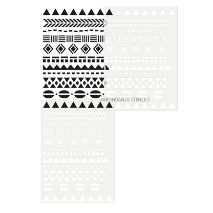Stencil Tribal Borders overlappend aanbrengen
